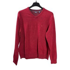 Izod Mens V-Neck Sweater Red XXL Cotton Acrylic Blend Long Sleeve Casual